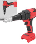 Heavy Duty Cordless Rivet Gun Kit With 18V Brushless Motor For Automatic Fastening Pulling And Ejecting To Boost Productivity On Any Tough Job Around The Shop Or Construction Site, red and black tool with battery