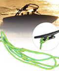 Easy To Use Boat Dock Mooring Rope With Bungee Tension For Yacht Kayak And Sailboat in sunset with cleat attached