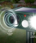 Solar Powered No Nonsense Yard Shield Ultrasonic Cat And Deer Repeller With Motion Sensor And Flashing Light, Waterproof Rabbit Squirrel Raccoon Fortress Pro, 4 Pack on stake, solar panel and strobe