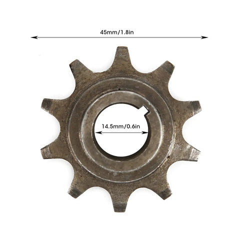 Front Sprocket For 415 Chain With Ten Teeth Iron Alloy Build For 2 Stroke Motorized Machines, 10T, 45mm Diameter, 14.5mm Bore