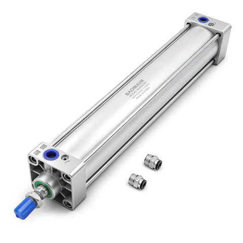 Heavy Duty Pneumatic Air Cylinder 2.5 Inch Bore 13.78 Inch Stroke Double Acting Single Rod M16x1.5 Threaded Rod PT 3/8 Port