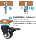 Installation guide for Four Piece Heavy Duty Polyurethane Swivel Casters With Solid Locking Brakes 1.5 Inch Wheels.