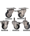 Low Noise 1.5-2 Inch Silent Caster Wheels With 304 Stainless Steel Frame Brake Option, various models shown