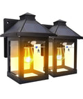 2 Pack Solar Lanterns Outdoor Waterproof IP65 With 3 Modes Wireless Dusk To Dawn Motion Sensor LED Sconce Lights on wall mount