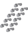 Pack Of 10 Heavy Duty 1 Inch Npt Liquid Tight Connectors 90 Degree Electrical Conduit Fittings in gray nylon material.