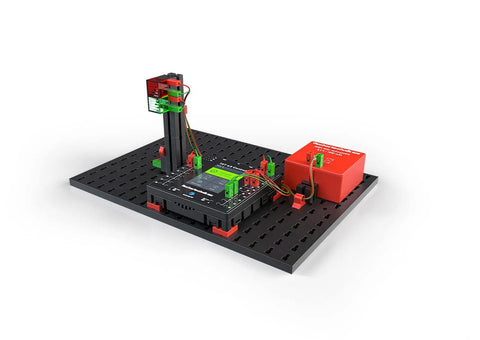 Robotics TXT 4.0 Base Set Robot Kit For STEM Builders, Programmable, Durable Black Design, Hands On Coding And Control, Great For Learning Core Robotics And Engineering on black base with controller and sensors