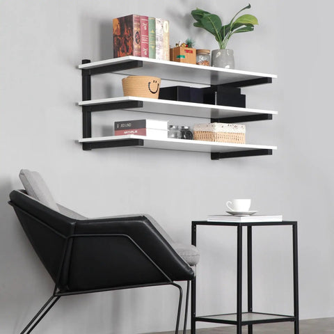Three Layer Wall Mounted Storage Rack For Long Items Like Lumber And Pipes Heavy Duty Garage Shed Shelving Black Two Pack
