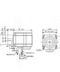 Technical drawing of Boss Level Nema 23 Closed Loop Stepper Motor With Encoder, dimensions labeled, 57x57mm frame, 8mm shaft