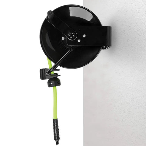 Portable Manual Open Face Air Hose Reel For Easy Winding No-Tangle 3/8 Inch By 50 Feet Heavy Duty Yet Lightweight Hybrid Construction