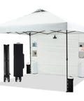 Effortless 10x10 Pop Up Canopy Tent With One Sidewall And Six Pockets For Quick Shade At The Beach Or Patio One Push Setup