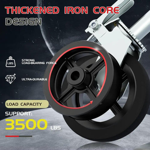 8 Inch Scaffolding Wheels Set Of 4 Heavy Duty Locking Casters 3500 Pound Rock Solid Capacity close-up view of thickened iron core design