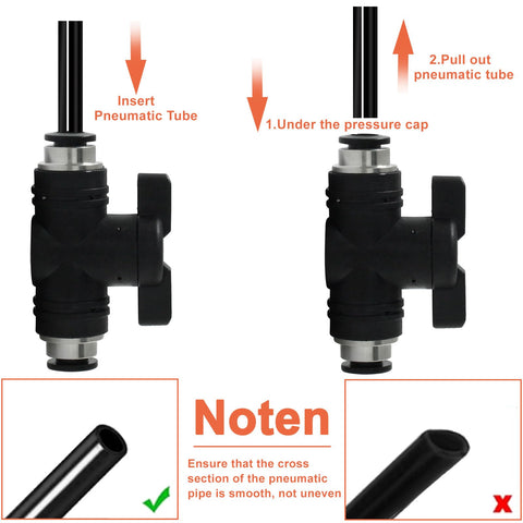 5 Pack 6mm Pneumatic Ball Valve With Push To Connect Quick Connect Fittings For Air Lines shown in use with tubes