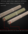 Carbon Steel Welding Electrodes Set 2.0mm And 1.2mm, 50 Pieces Each, grouped with stainless steel electrodes