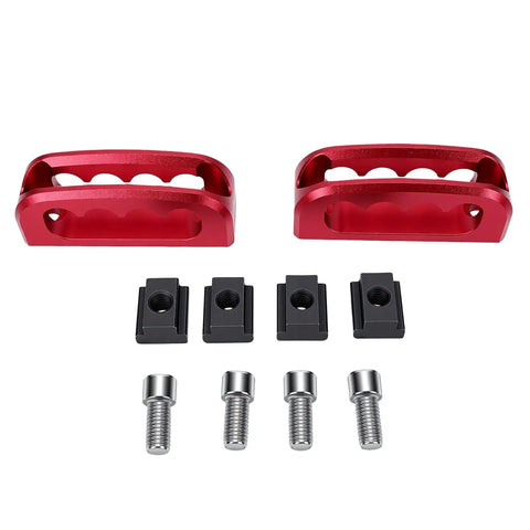 Heavy Duty T Slot Bed Cleats For Toyota Trucks 2022-2025 Easy Install Tie Down Hardware set with red cleats and metal bolts.