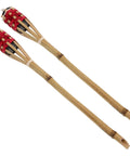 Two Pack Red Tiki Torch Oil Lamps For Outdoor Garden Pathway Lighting And Party Decor Durable Woven Torches With Red Dye