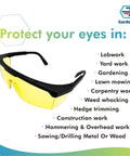 Hardcore UV Protective Safety Glasses With Snug Yellow Tint Anti Fog And Anti Glare Shield Wraparound Polycarbonate Lens