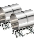 2.25 Inch Stainless Steel Exhaust Clamp Lap Joint Band For 2.25 Inch ID Exhaust Pipe Muffler Clamp Set Easy Install Tight Seal Prevents Deformation 2 Pack