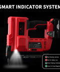 Cordless 18 Gauge Brad Nailer 2 In 1 Electric Nail Gun With 20v Batteries Fast Charger showing smart indicator system.