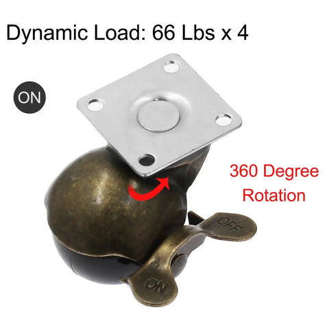 Smooth As Silk Vintage Caster Wheels With Locking Brake Set Of 4 Includes Mounting Hardware close-up showing 360-degree rotation and dynamic load specs.
