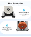 Super Cool 3000-6000Rpm Mini Bench Grinder With Dual Grinding Wheels, 7 Speed Settings And Reversible Motor showing rectangular base and mounting holes for stability.