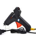 Wax Sealing Glue Gun For 0.4 Inch Sticks, Quick Heat And Smokeless Melt, shown with cord and stand, black and orange design.