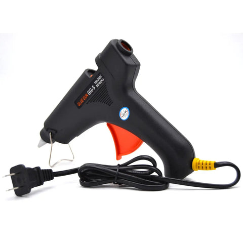 Wax Sealing Glue Gun For 0.4 Inch Sticks, Quick Heat And Smokeless Melt, shown with cord and stand, black and orange design.