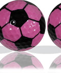 Three pink soccer-themed dope novelty golf balls from the 12 pack for players, coaches, and soccer fans, perfect for tournaments and practice.