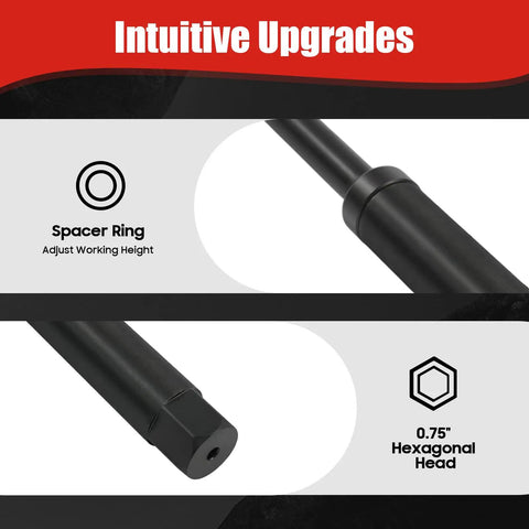 Milling Machine Draw Bar With 7/16 Inch Thread, Beefy Heavy Duty R8 Pull Rod For Bridgeport Style Mills, Overall Drawbar, High Concentricity And Rigidity, Durable Steel Build For Reliable Tool Holding And Long Life, 0.75" hex head