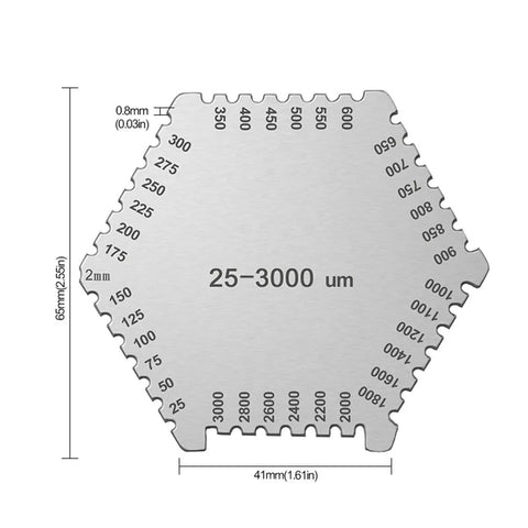 Pro Grade Wet Film Thickness Gauge Hexagon Comb For Paint Coatings And Lab Use Measures 25 To 3000 Microns Stainless Steel