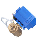 Top Tier Heavy Duty DC12V Brass Electric Ball Valve Shutoff with blue actuator, designed for fast actuation in water control.