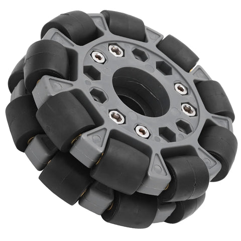 100mm gray plastic omni wheel with rubber rollers for robot platforms