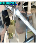 Three Piece Three Sixteenth Inch Brake Line Kit, Sixteen Inch Long Flexible Stainless Steel Tubing with Inverted Double Flares installation on vehicle