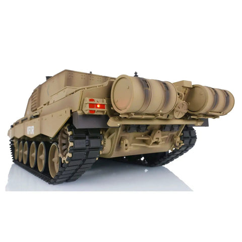 Rear view of 1/16 Scale RC Tank with 2.4G Remote Control Infrared Combat System Supports Multiplayer 7.0 Mainboard with Dual Sound