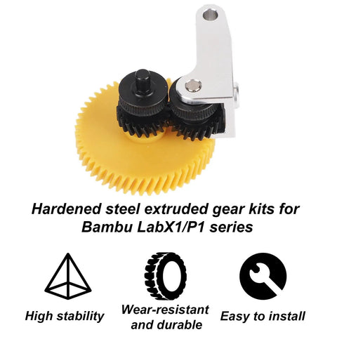 Upgraded Pro Grade DLC Nano Coated Extruder Gear Kit For Bambu Lab X1 P1 Series 3D Printers With Full Drive Gear Driven Gear And Integrated Bearings For Easy Maintenance And Smooth Filament Feed On X1C X1E P1P P1S, hardened steel gears