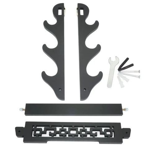 Dope Black Wall Mount Sword Display Rack For Katana Wakizashi Tanto Three Layer Stand components and assembly tools