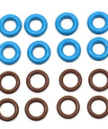 Fuel Injector O Ring Seal Kit 217-1588 Replacement For GM Vehicles 16 Pieces Two Sizes, blue and brown seals on white background