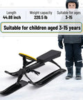 Go Kart Style Snow Sled With Steering Wheel And Brakes For Kids And Adults, 220 Lb Capacity, shown with child for size reference