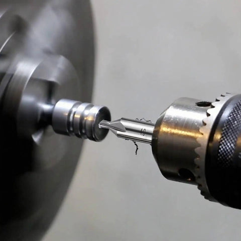 Pro Grade Center Drill Bit Set For Lathe And Metalworking, 60 Degree M2 High Speed Steel Center Bits With Countersink in drilling action