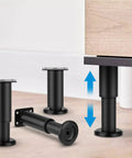 Heavy Duty Metal Adjustable Furniture Legs Set Of 4, 4.7 To 7 Inch, Replacement Legs for furniture, black finish, wide base for stability