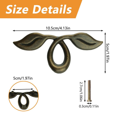 4 Pack Vintage Style Leaf Drawer Pulls 4 Inch Bronze Cabinet Handles For Dresser And Furniture 50mm Hole Distance Zinc Alloy Hardware
