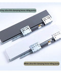 Gray and white undermount drawer slides, soft close tandem, hidden install, 45kg load, shown in two colors.