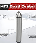 MT2 Carbide Tipped Dead Center 60 Degree Lathe Center For Precision Machining, 3.875 Inch Long With 0.0002 Inch Runout, Durable Alloy Steel Lathe Tool For Drill Grinder And Machine Shop.