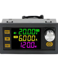 Front view of Beefy 120W Adjustable DC-DC Converter With LCD Display, showing current and voltage settings for versatile DIY use.