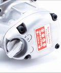 Close-up of Heavy Industrial Three Quarter Inch Pneumatic Impact Wrench Featuring Ripping Twin Hammer Power gear showing drive and mechanism details.