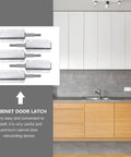 Five Pack Push To Open Cabinet Latches With Magnetic Closure And Long Stroke Magnets Aluminum Alloy Hidden Locks for kitchen cabinets