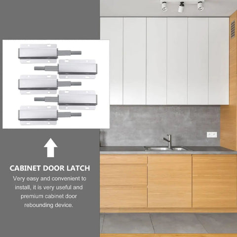 Five Pack Push To Open Cabinet Latches With Magnetic Closure And Long Stroke Magnets Aluminum Alloy Hidden Locks for kitchen cabinets