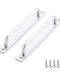8 Pack Barn Door Handles For Closets And Sliding Doors Seven And A Half Inch Center To Center Silver Zinc Alloy Cabinet Pulls with screws