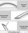 Stainless Steel Cabinet Pulls With Brushed Silver Finish, Modern Arch Handles, 3.8 Inch Hole Center, Easy DIY Install detail