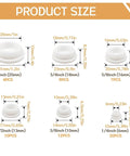 62Pcs Silicone Hole Plugs Set in 6 Sizes White Round Rubber Plugs With Snap Locking, size chart display