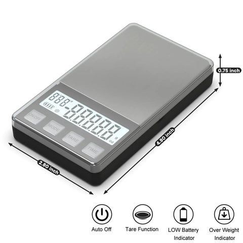 Portable Espresso Scale With Timer For Coffee On The Go, 1000G Capacity, 0.1g Increments, Mini Travel Digital Scale with backlit LCD display